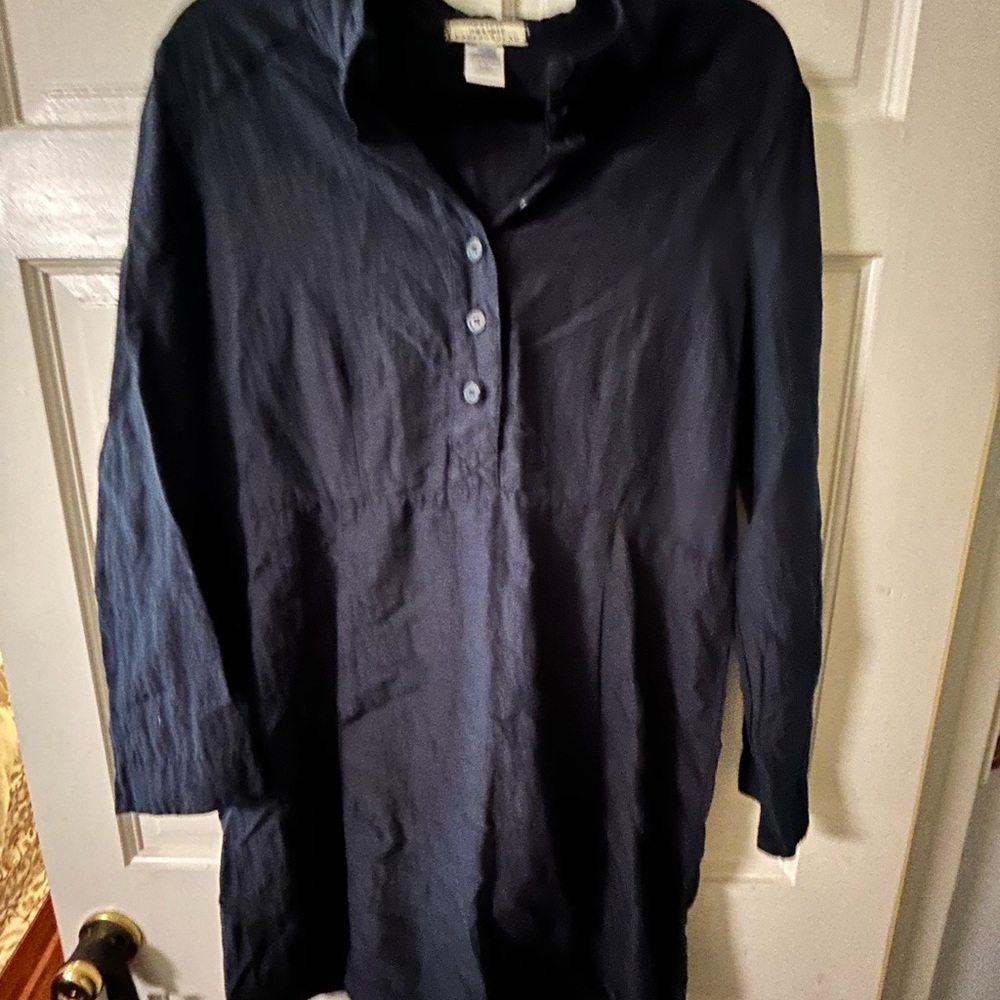 Prairie Underground Midnight Blue Hemp/Silk Tunic with Back Tie Size L